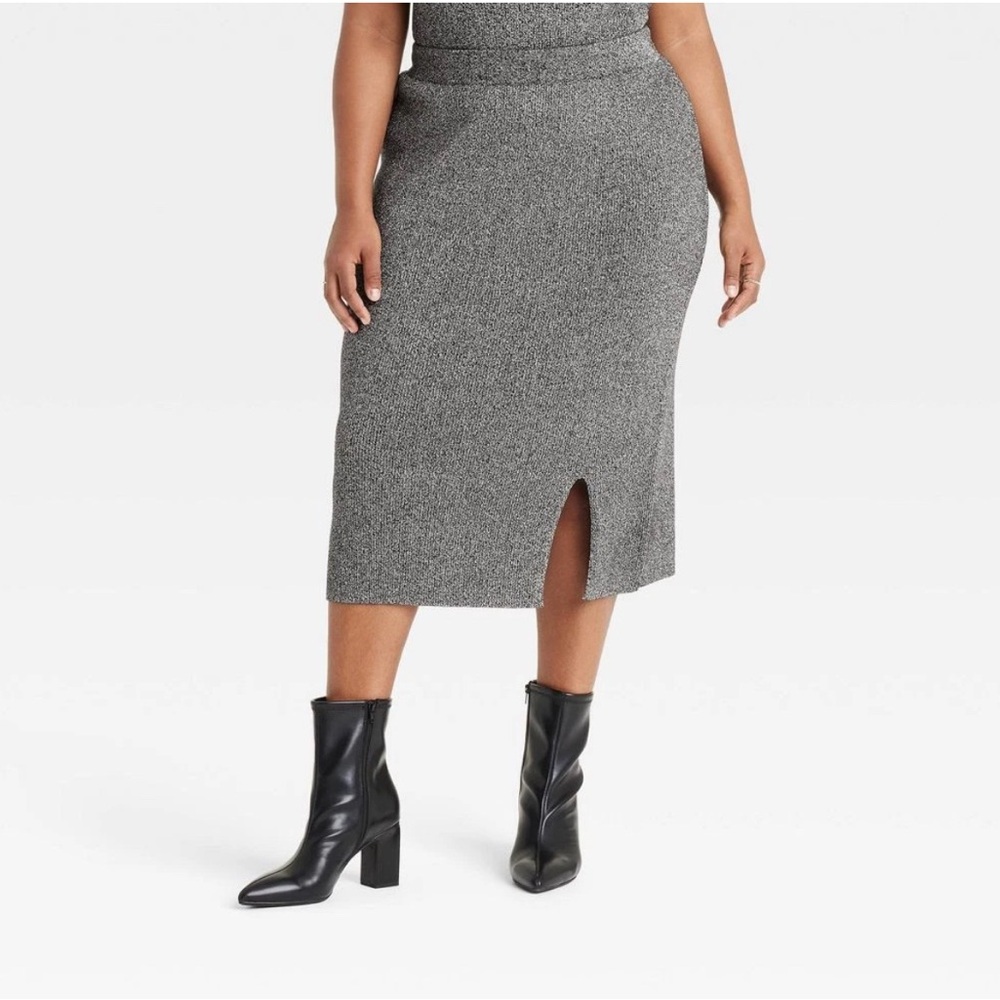 a new day Metallic Midi Sweater Skirt